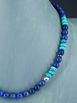 20" Navajo Single Strand Lapis and Turquoise Necklace