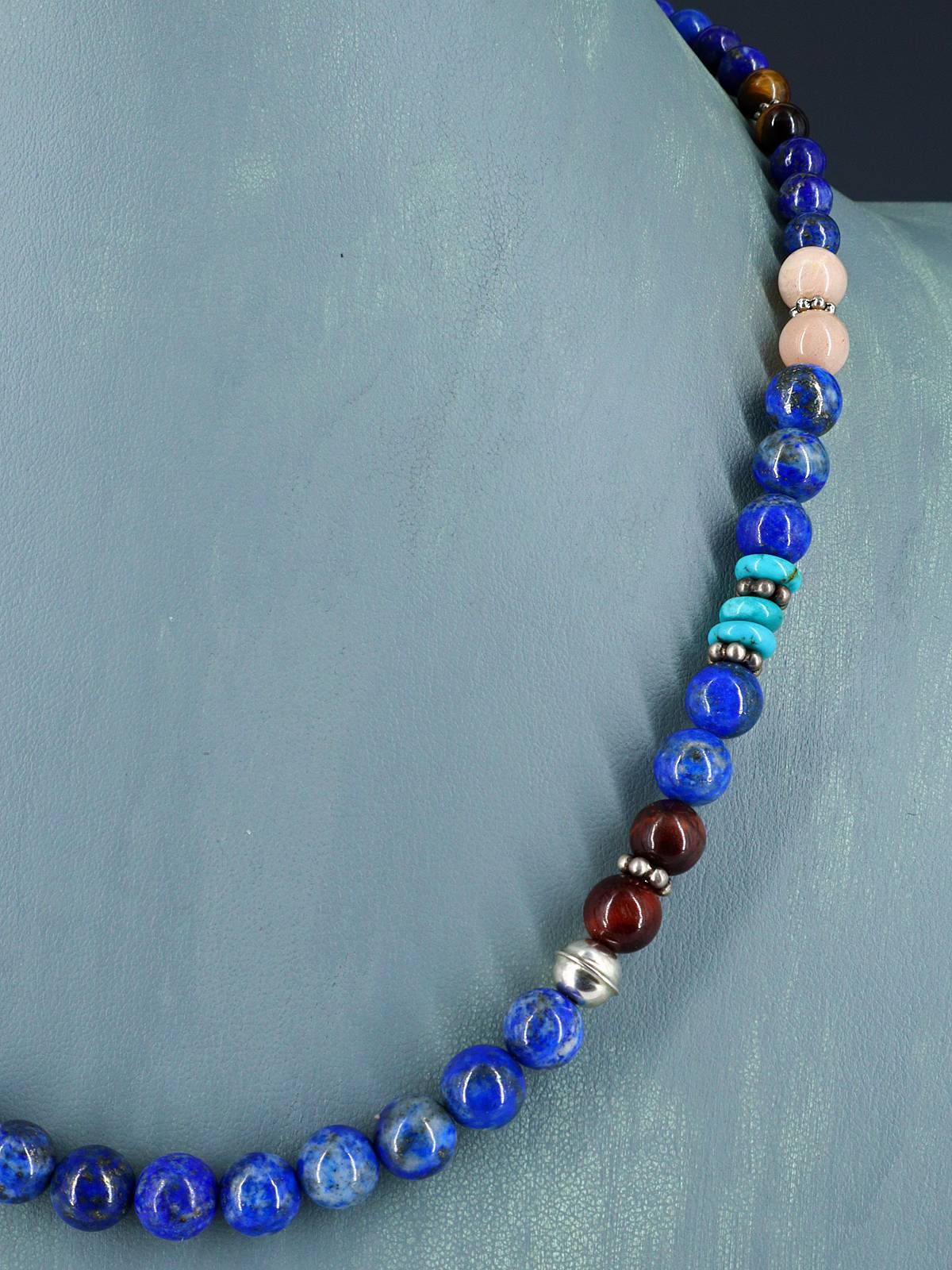 20" Navajo Single Strand Lapis Necklace