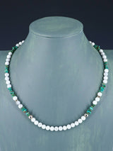 20" Navajo Single Strand White Marble and Turquoise Necklace