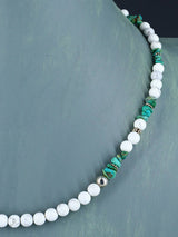 20" Navajo Single Strand White Marble and Turquoise Necklace