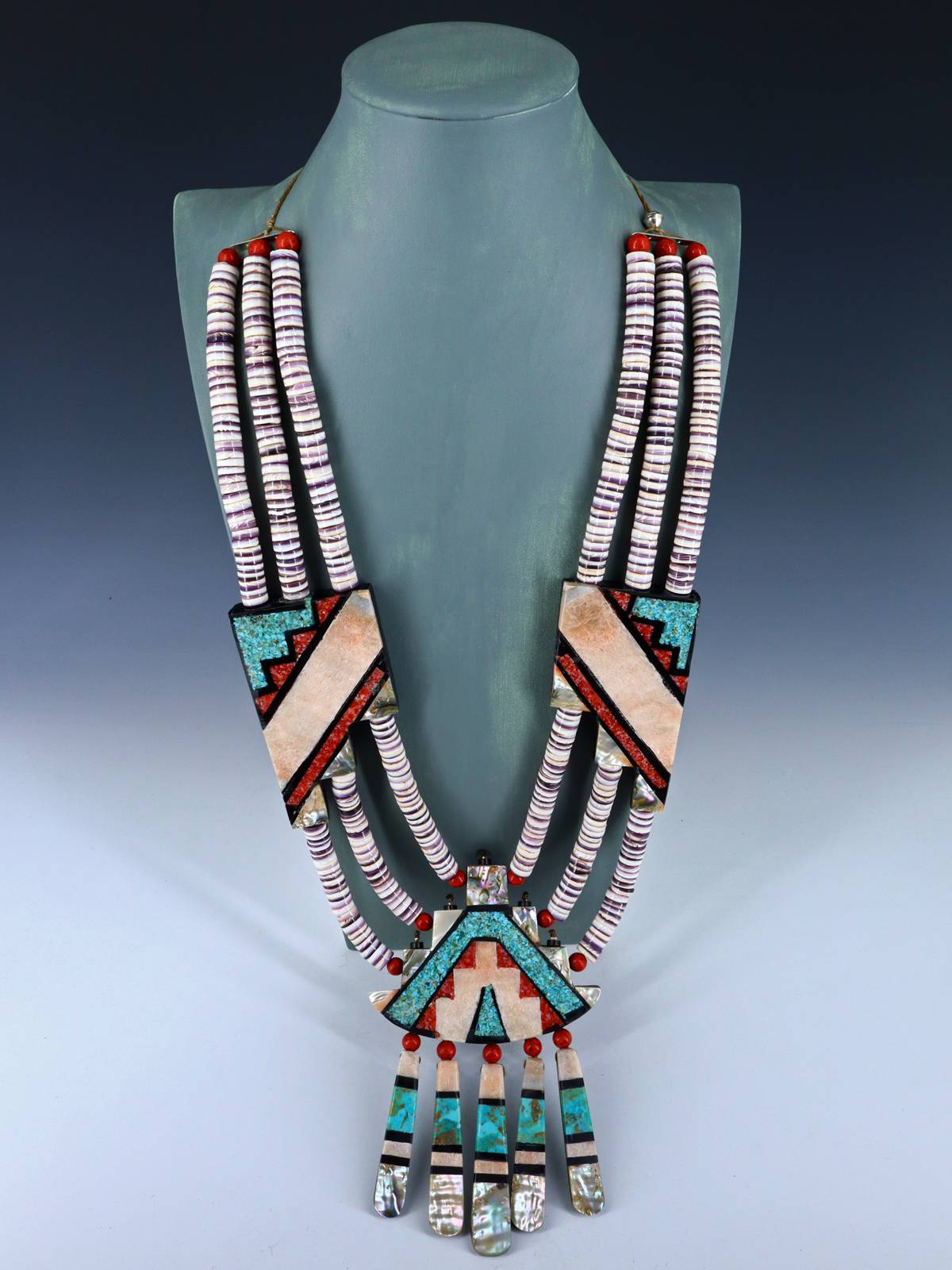 Large Santo Domingo Wampum Shell Mosaic Inlay Necklace