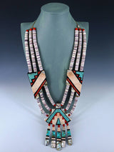 Large Santo Domingo Wampum Shell Mosaic Inlay Necklace