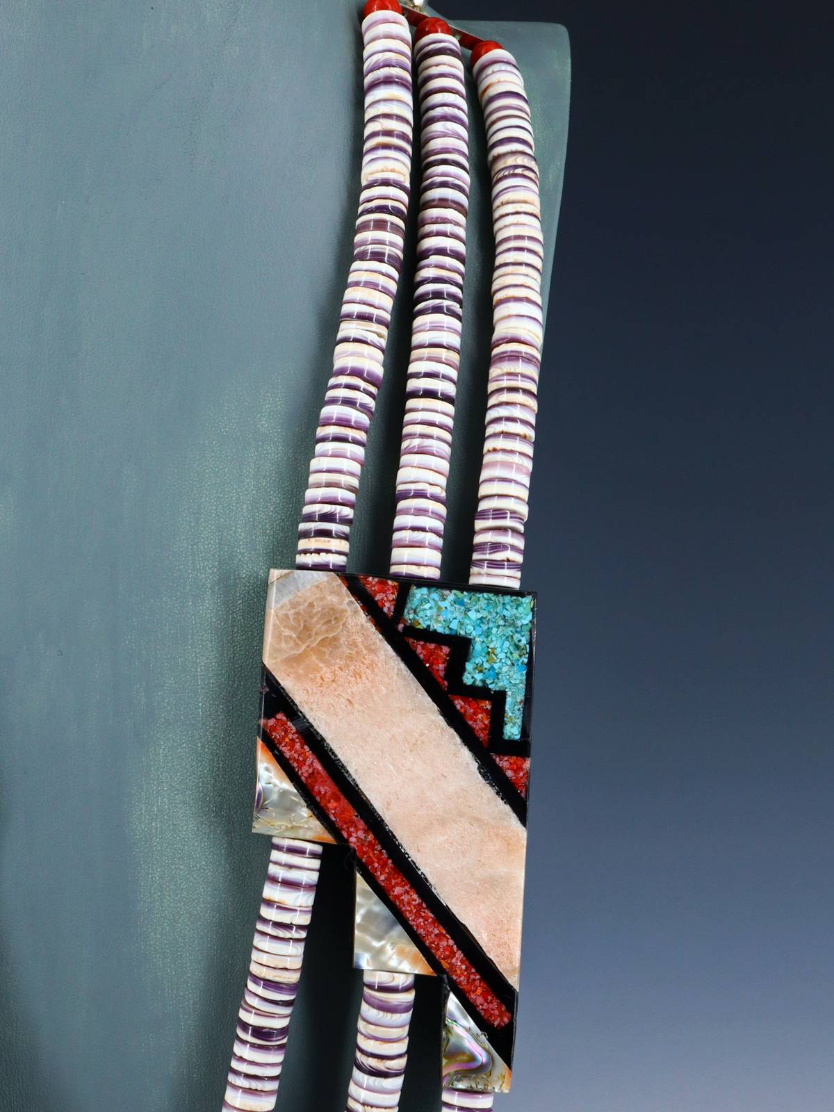 Large Santo Domingo Wampum Shell Mosaic Inlay Necklace