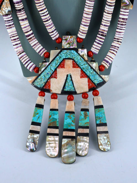 Large Santo Domingo Wampum Shell Mosaic Inlay Necklace