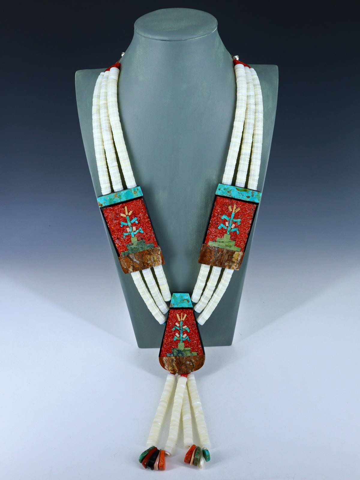 Santo Domingo Mother of Pearl Mosaic Inlay Pictorial Necklace