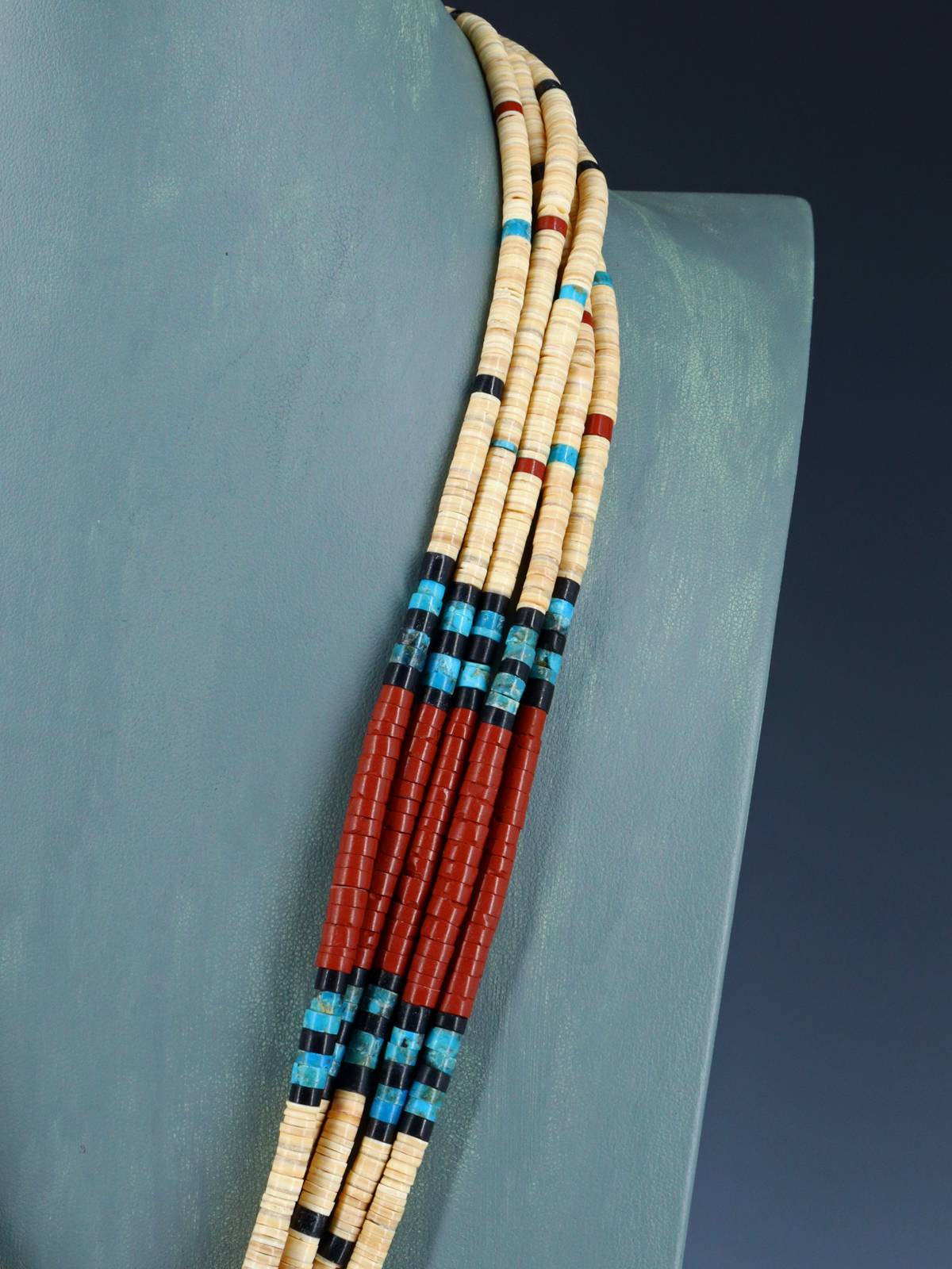 Native American Santo Domingo Shell Heishi Necklace