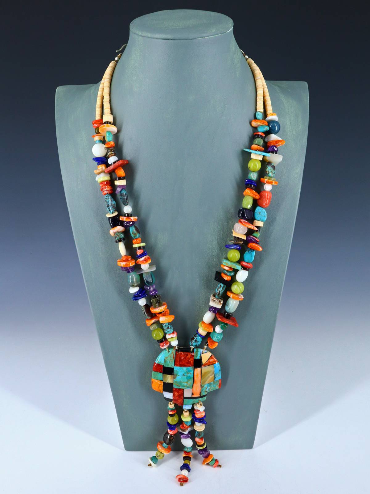 Native American Santo Domingo Multistone Mosaic Necklace