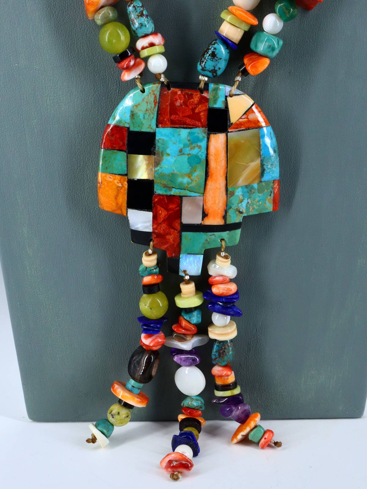 Native American Santo Domingo Multistone Mosaic Necklace