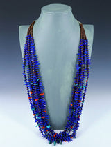 Native American Jewelry Lapis and Shell Heishi Six Strand Necklace - PuebloDirect.com