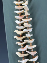 Native American Shell Zuni Fetish Carved Bird Necklace - PuebloDirect.com
