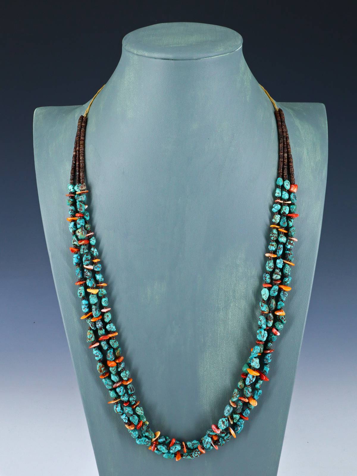 Native American Jewelry Triple Strand Turquoise Necklace - PuebloDirect.com