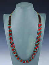 Native American Jewelry Five Strand Turquoise and Coral Necklace - PuebloDirect.com