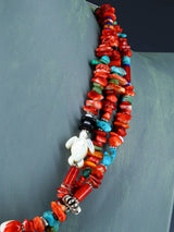 Native American Jewelry Triple Strand Spiny Oyster Treasure Necklace - PuebloDirect.com
