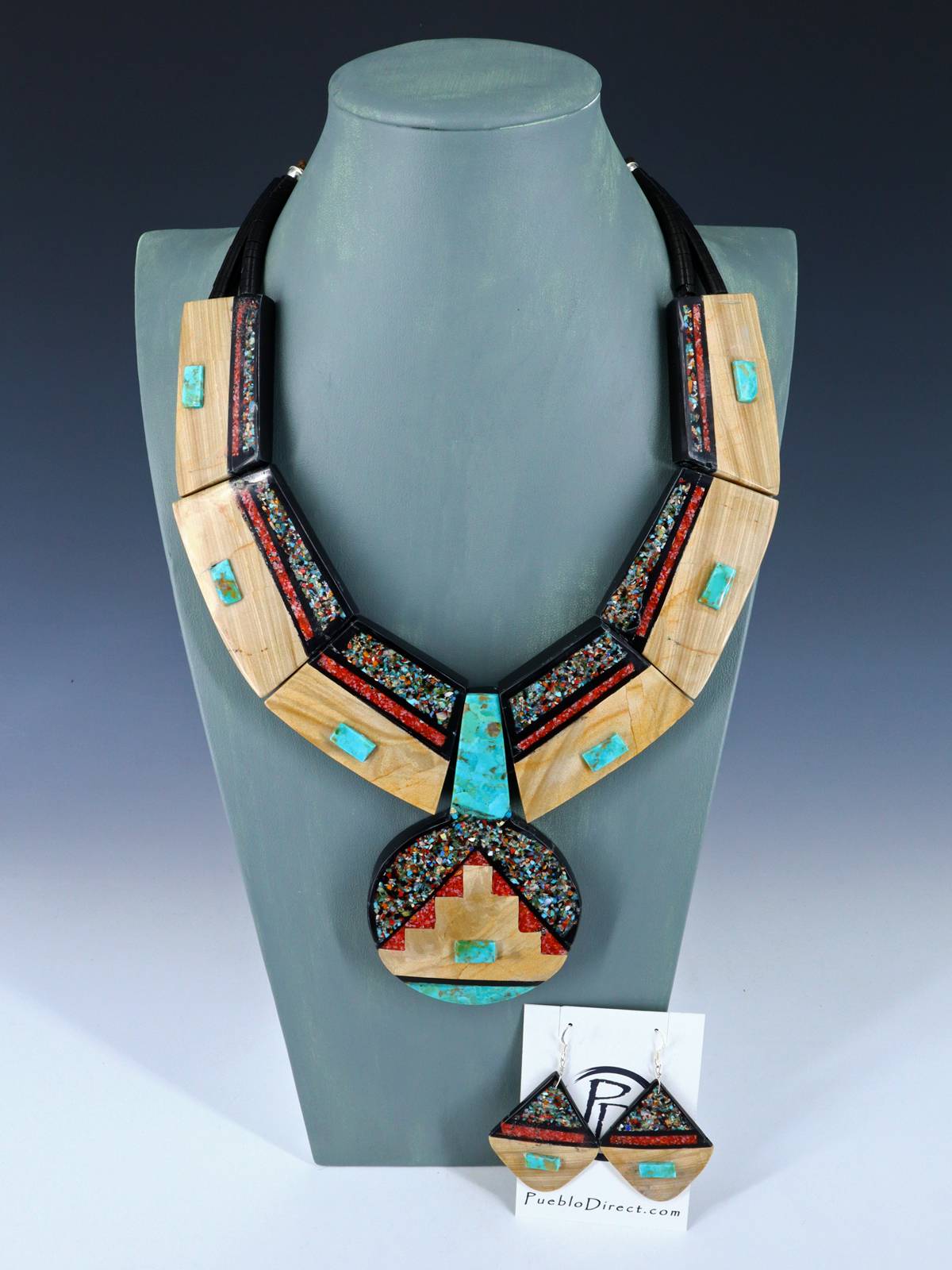 Native American Santo Domingo Mosaic Collar Necklace Set