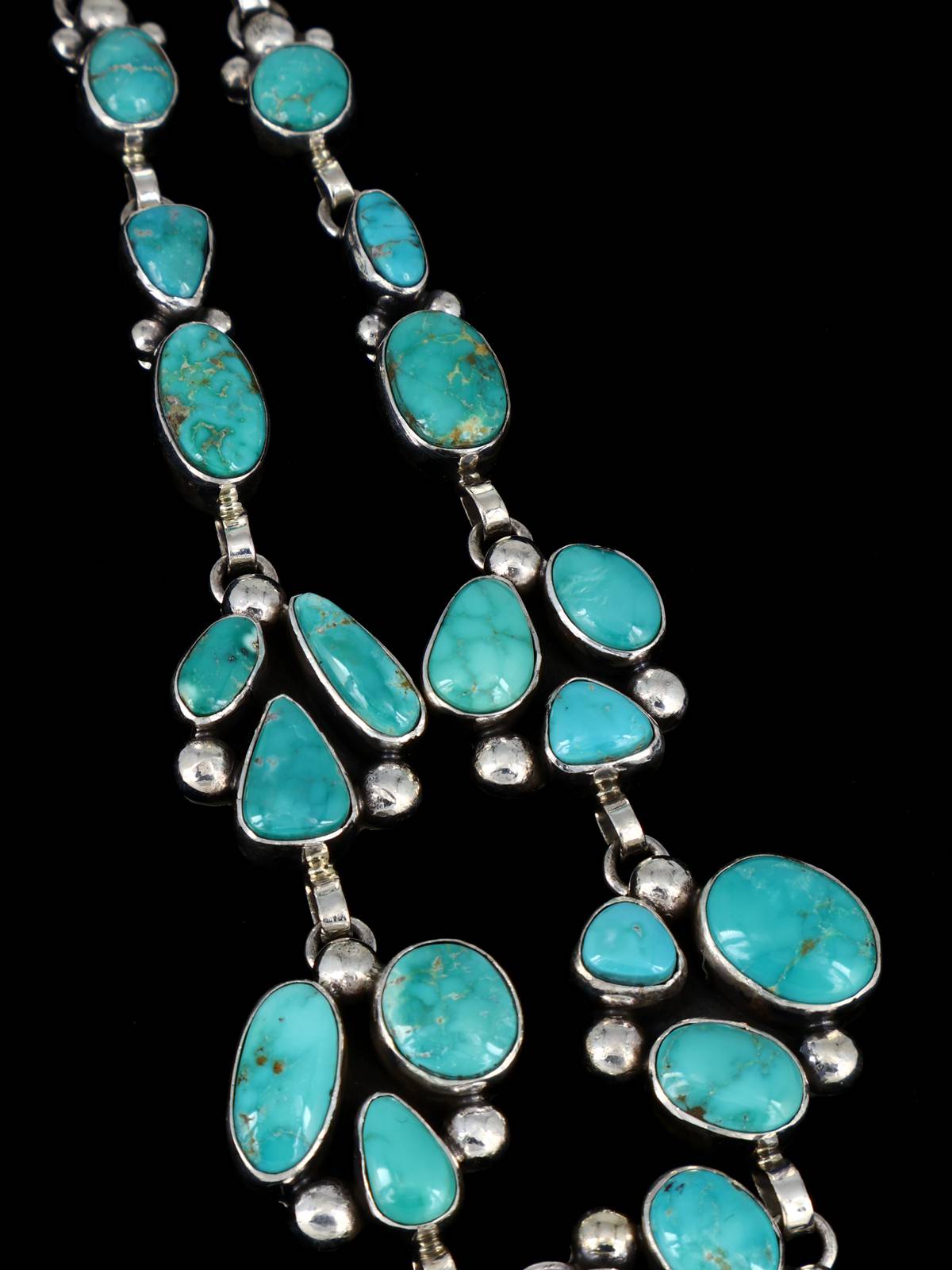 Native American Jewelry Sterling Silver Turquoise Lariat Necklace Set