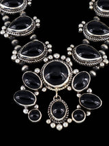 Native American Jewelry Black Onyx Squash Blossom Necklace Set
