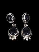 Native American Jewelry Black Onyx Squash Blossom Necklace Set