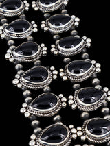 Native American Jewelry Black Onyx Squash Blossom Necklace Set