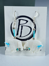 Native American White Marble Zuni Fetish Carved Buffalo and Horse Necklace Set