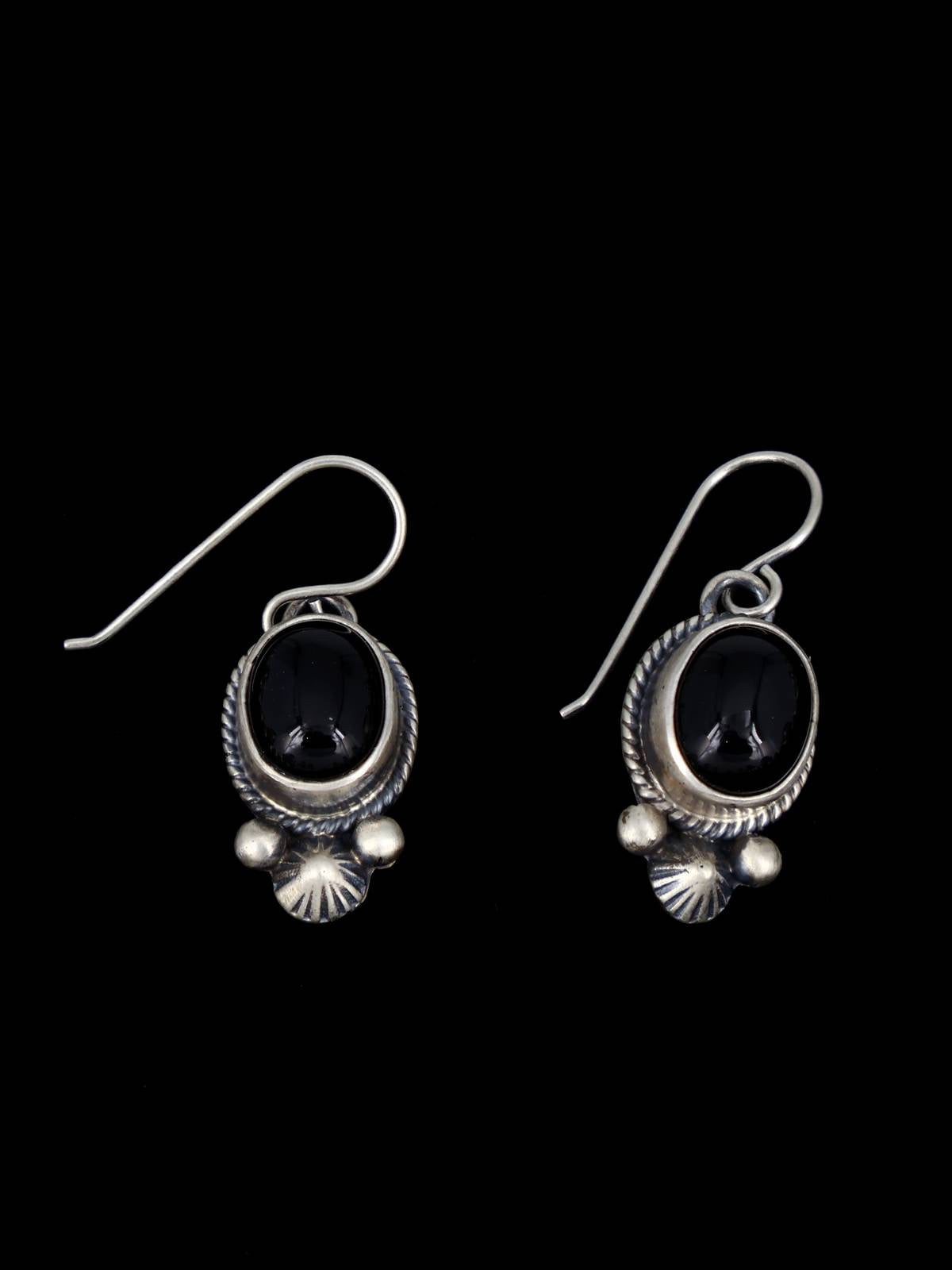 Native American Sterling Silver Onyx Squash Blossom Necklace Set