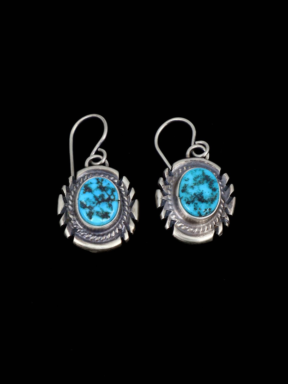 Native American Sterling Silver Kingman Turquoise Squash Blossom Necklace Set