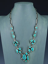Native American Jewelry Sterling Silver Turquoise Lariat Necklace Set
