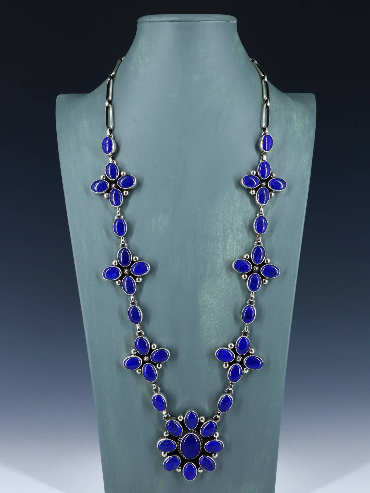 Native American Sterling Silver Lapis Necklace Set