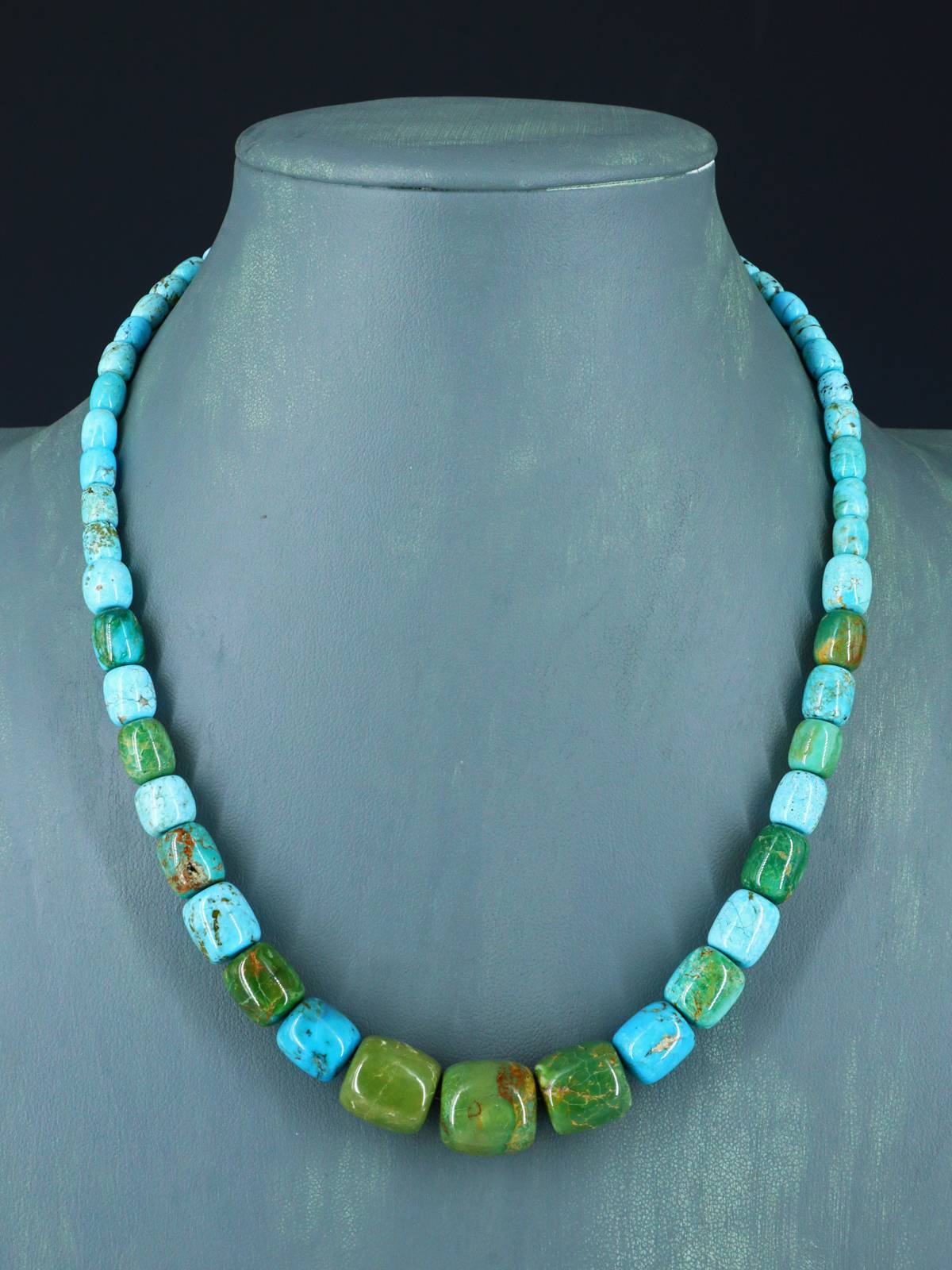 Navajo 19" Single Strand Barrel Bead Turquoise Necklace