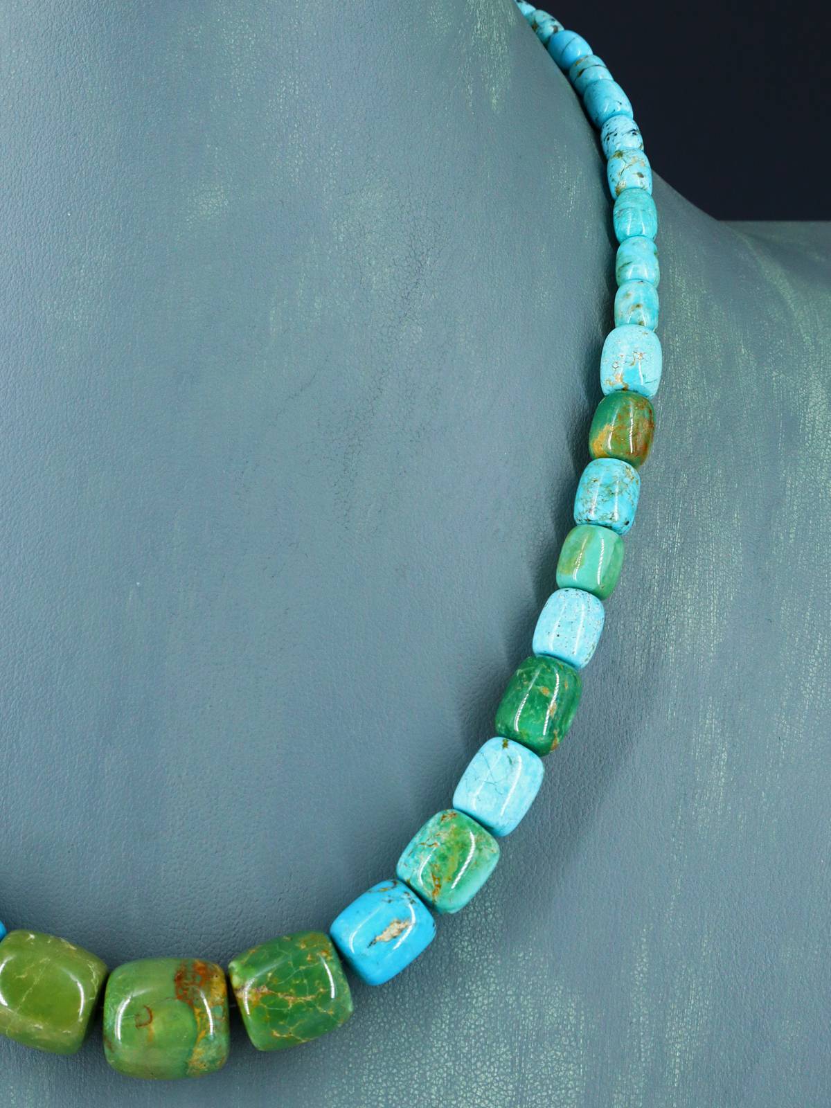 Navajo 19" Single Strand Barrel Bead Turquoise Necklace