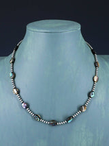 Native American Abalone and Sterling Silver Beaded Necklace