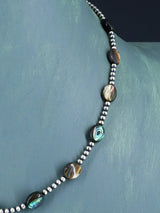 Native American Abalone and Sterling Silver Beaded Necklace
