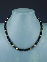Native American Black Onyx and Gold Beaded Necklace