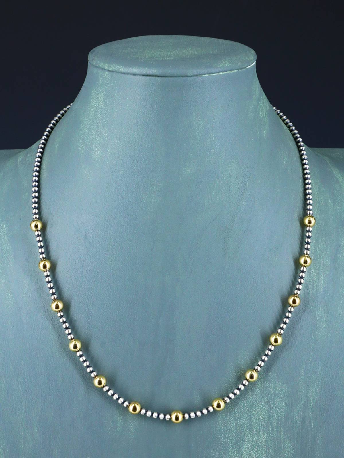 20" 18K Gold and Sterling Silver Beaded Necklace