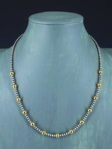 20" 18K Gold and Sterling Silver Beaded Necklace