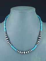 Collar de cuentas de plata y turquesa nativo americano