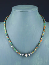 Collier amérindien de perles turquoise et argent