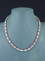 18" Navajo Jewelry Pink Conch Sterling Silver Beaded Necklace