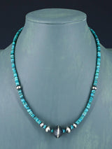 Collier amérindien de perles turquoise et argent