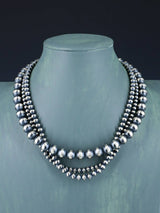 Collier de perles en argent sterling à brin unique de bijoux Navajo de 20 po
