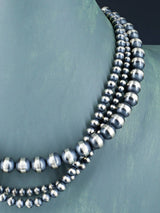 Collier de perles en argent sterling à brin unique de bijoux Navajo de 20 po