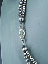 20" Navajo Jewelry Three Strand Sterling Silver Beaded Necklace