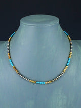 Native American Turquoise and Silver Bead Necklace