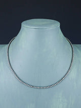 Collar de cuentas de plata de ley de una sola hebra de joyería Navajo de 18.0 in
