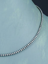 Collar de cuentas de plata de ley de una sola hebra de joyería Navajo de 18.0 in