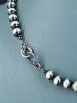 18" Navajo Jewelry Single Strand Sterling Silver Beaded Necklace