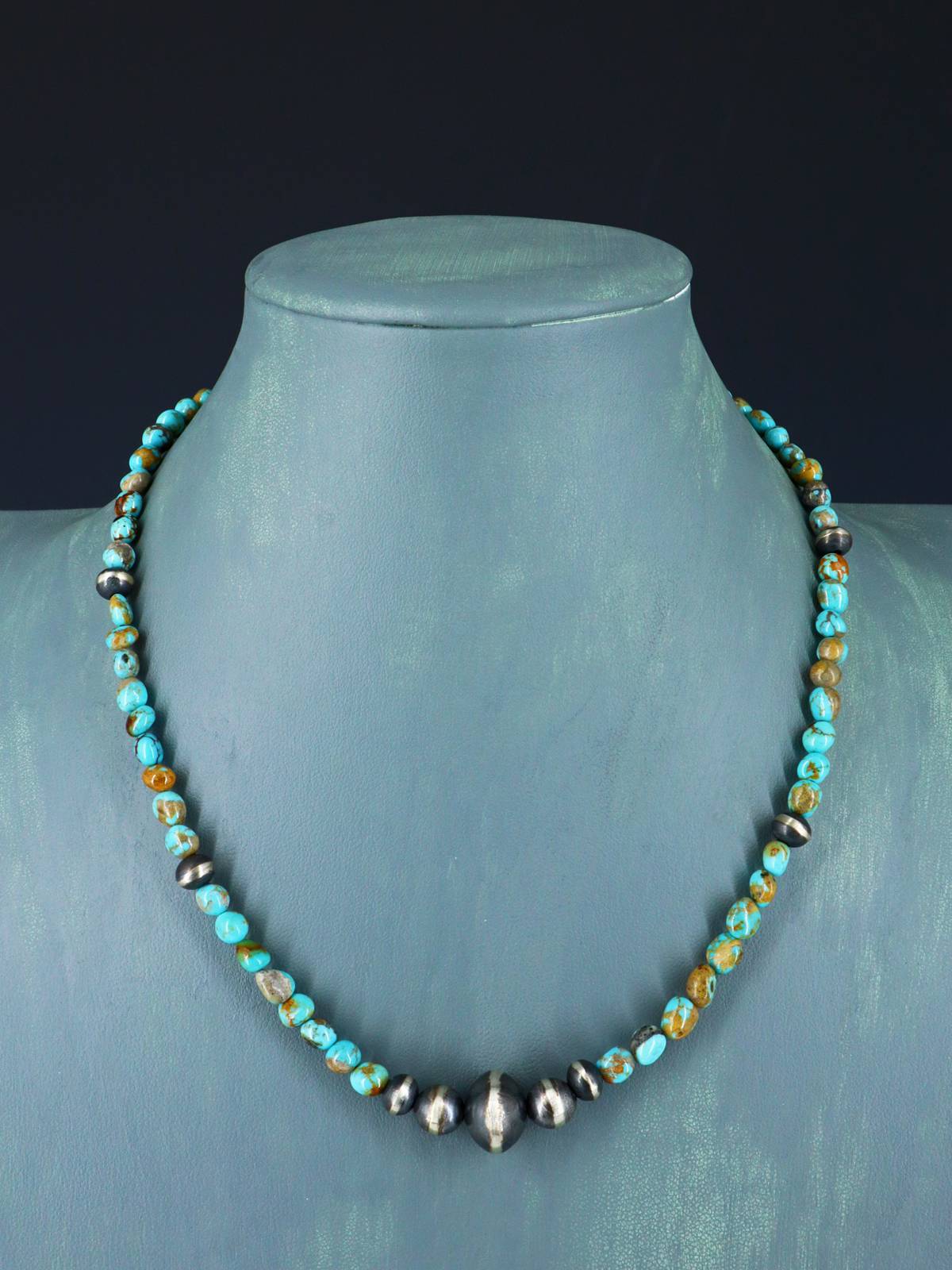 Collar de cuentas de plata y turquesa nativo americano