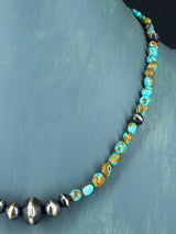 Collar de cuentas de plata y turquesa nativo americano
