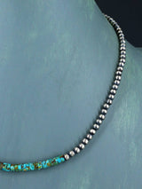 Collar de cuentas de plata y turquesa nativo americano