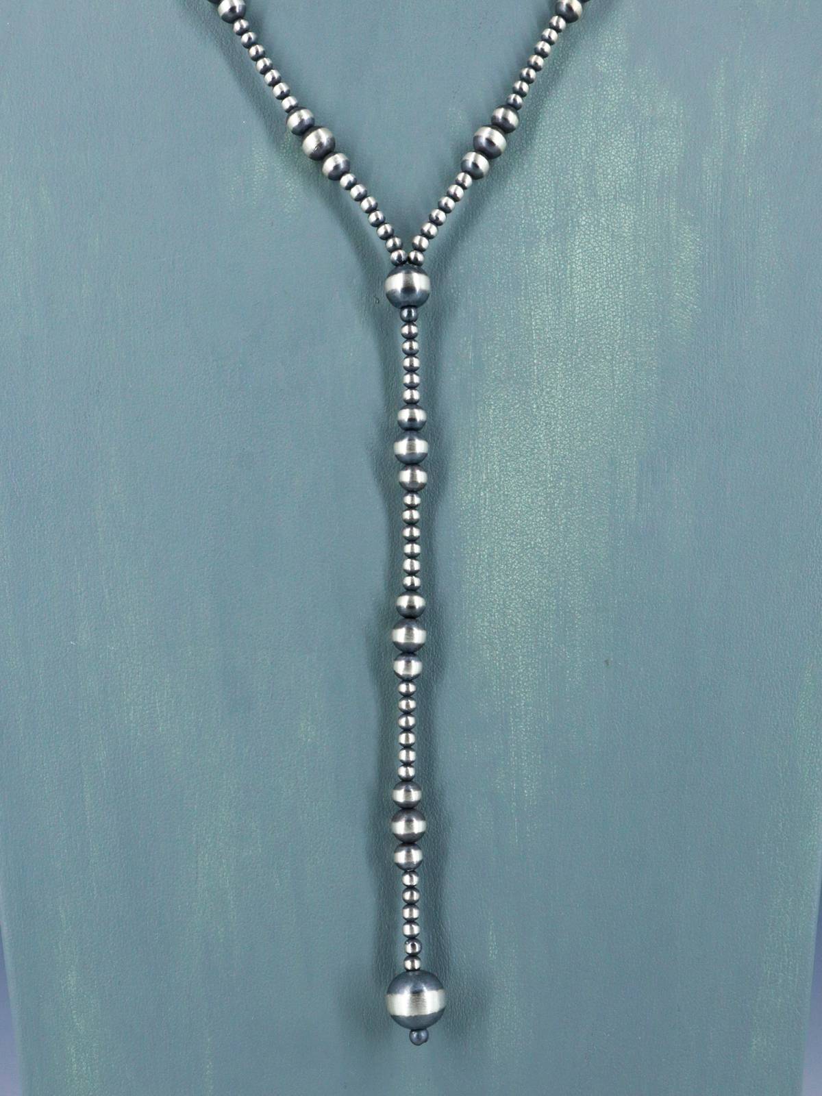 Collar Lariat de cuentas de plata de ley de nativos americanos