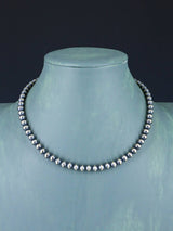 16" Navajo Jewelry Single Strand Sterling Silver Beaded Necklace